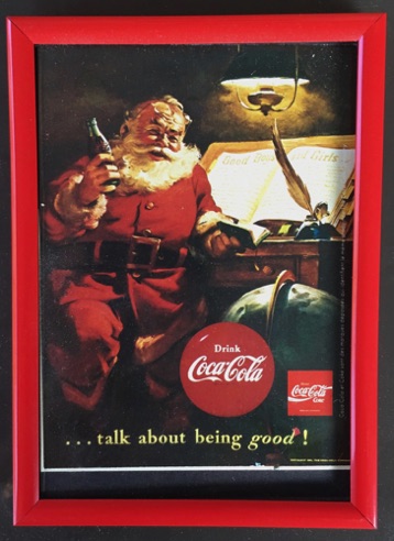 4639 € 5,00 coca cola afbeelding kerst in lijstje 12x18 cm